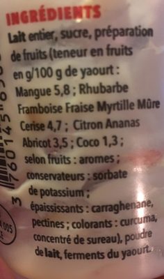 Yaourt Aux Fruits - Ingredients - fr