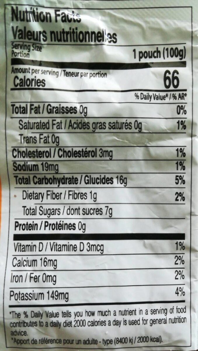 Noni energy - Nutrition facts - fr