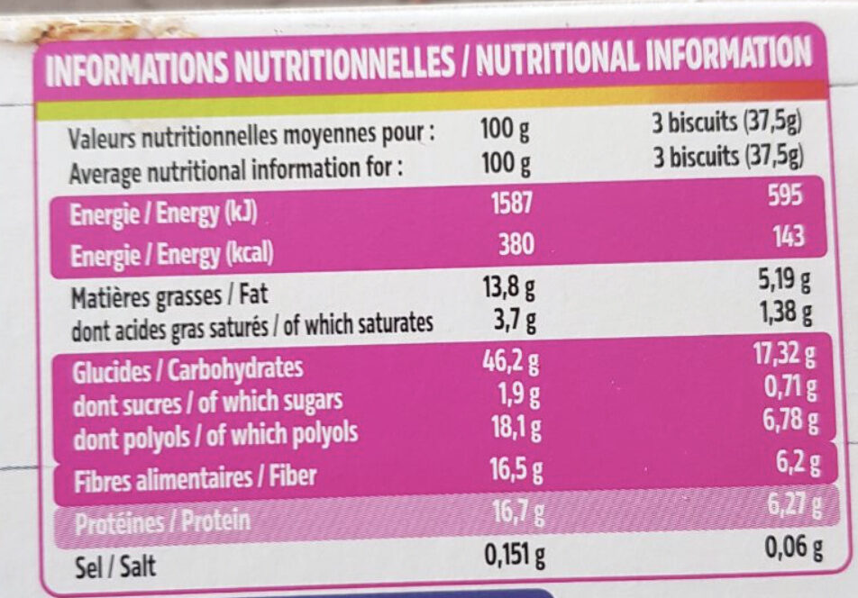 Biscuits aux pépites de chocolat - Nutrition facts - fr