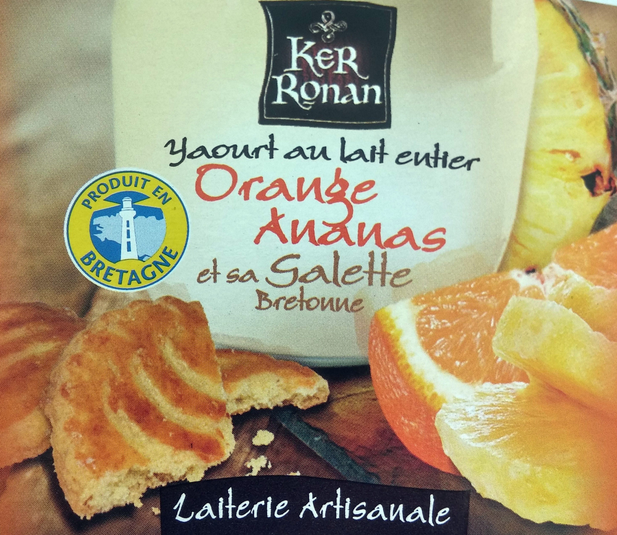 Yaourt au lait entier Orange Ananas et sa galette bretonne - Product - fr