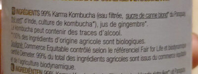 Kombucha Gingembre - Ingredients - fr