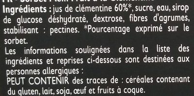Sorbet Clémentine - Ingredients - fr