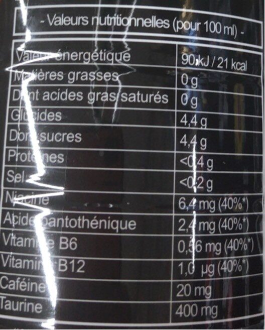 Energy Drink - Nutrition facts - fr
