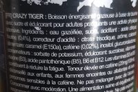 Crazy Tiger Energy Drink - Ingredients - fr