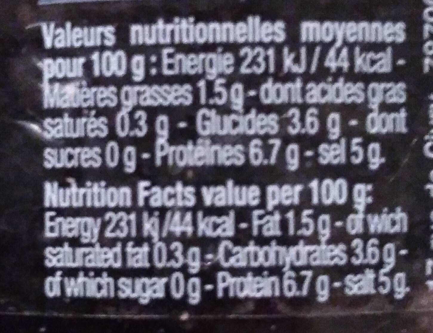 Œufs de Capelan d'Islande Noirs - Nutrition facts - fr