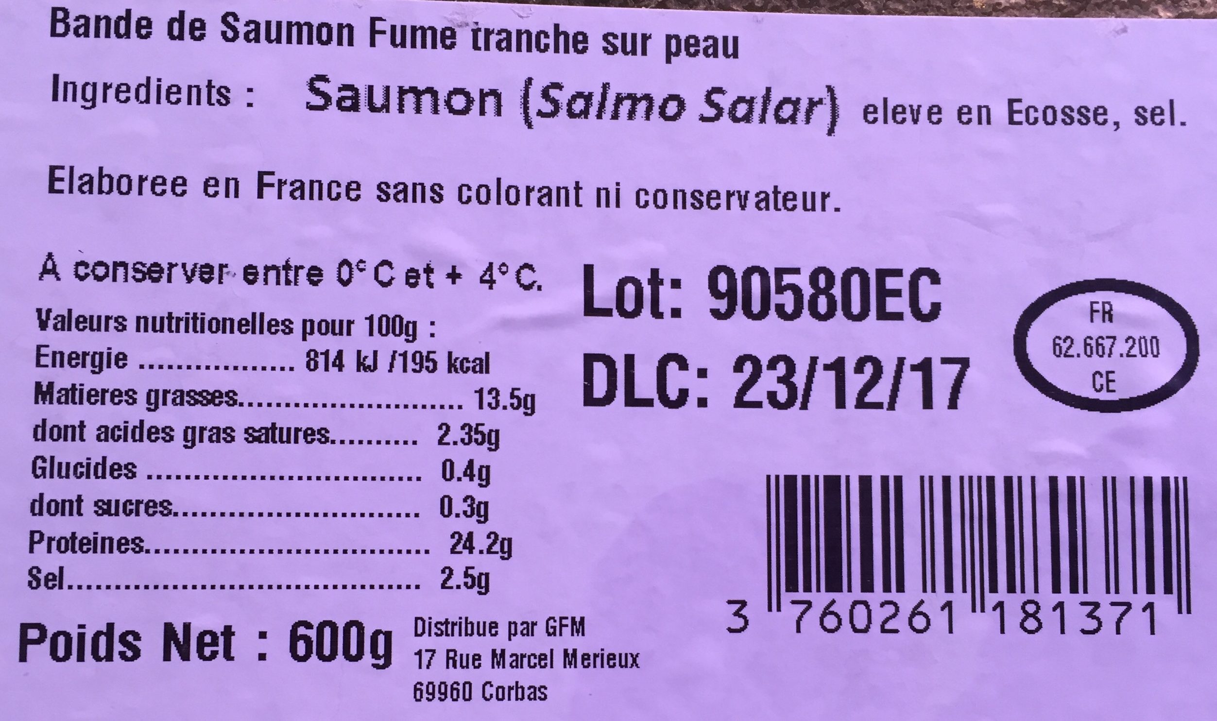 Saumon d'Ecosse fumé - Ingredients - fr