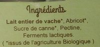 Yaourt Brassé sur Abricot - Ingredients - fr