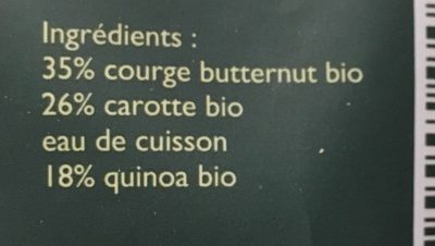 Quinola Baby - Courge Butternut, Carotte & Quinoa Bio Et Sans Gluten - Ingredients - fr