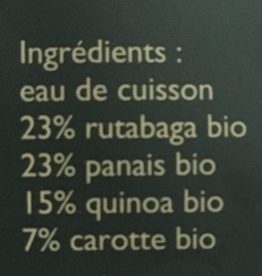 Quinola Baby - Rutabaga Panais, Carotte & Quinoa Bio - Ingredients - fr