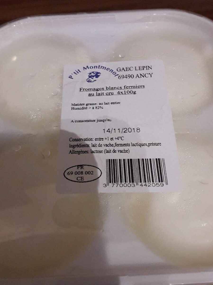 Fromages blancs fermiers au lait cru - Product - fr