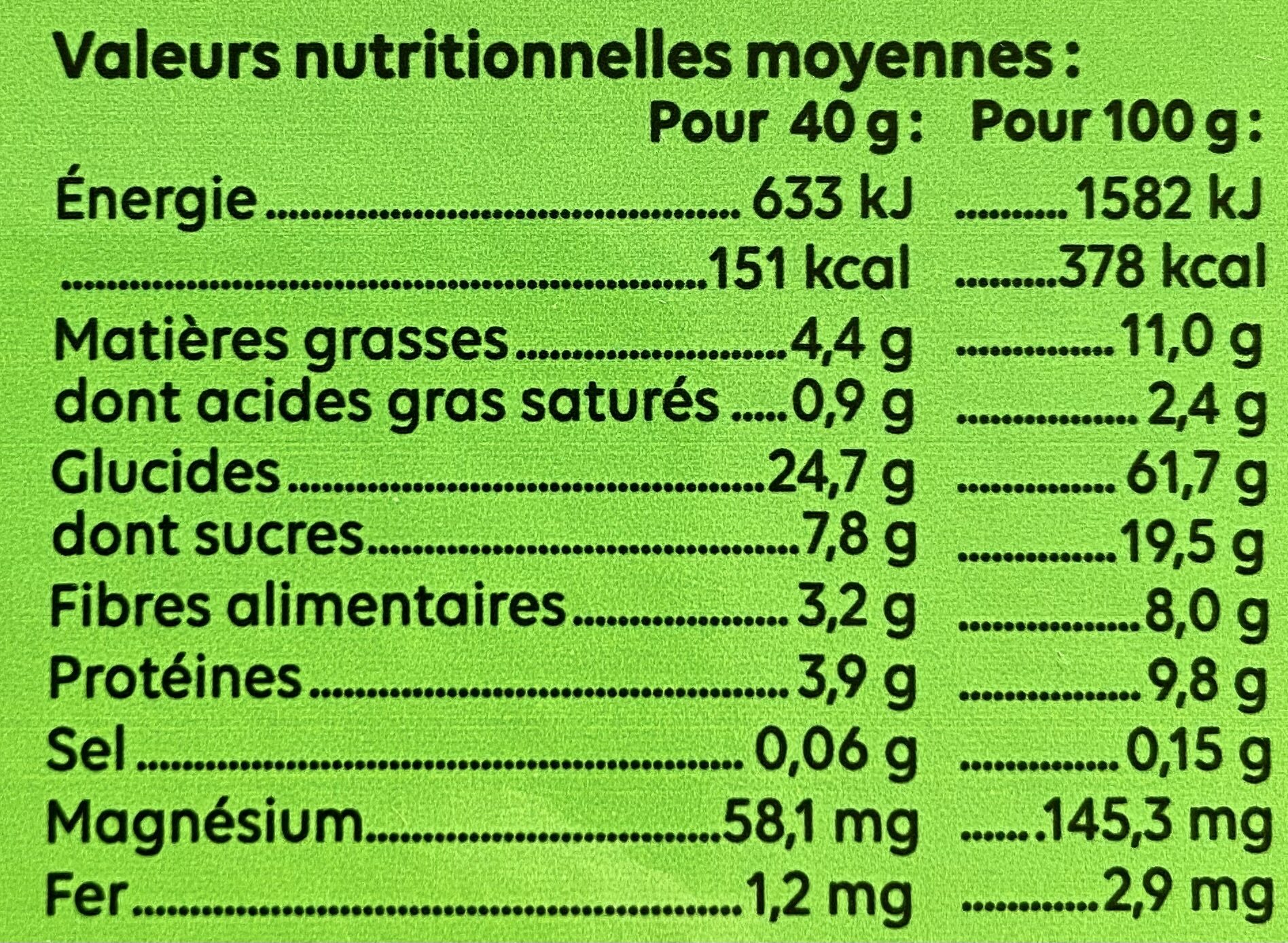 Granola Cacao-Noisette - Nutrition facts - fr