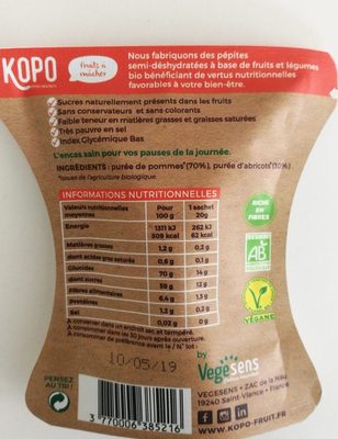 KOPO POMME ABRICOT - Ingredients - fr