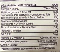 Pulpe d'açaí - Nutrition facts - fr