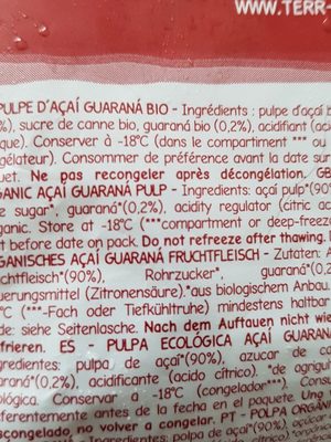 Pulpe açai-guarana bio - Ingredients - fr