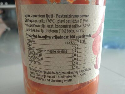 Ajvar, Ljuti - Nutrition facts - fr