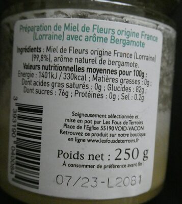 Préparation Miel de Fleurs - Saveur Bergamote - Product