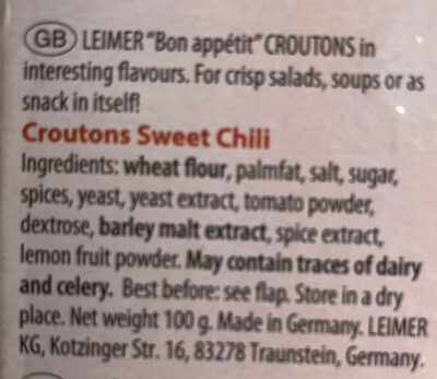 Sweet Chili Croutons - Ingredients