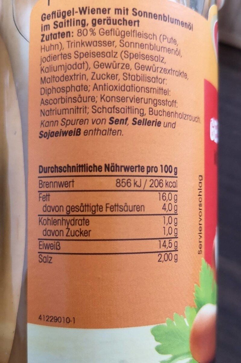 Gut fried Geflügel Wiener - Nutrition facts - de