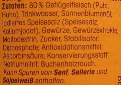 Geflügel Bockwurst mit Sonneblumenöl - Ingredients - de
