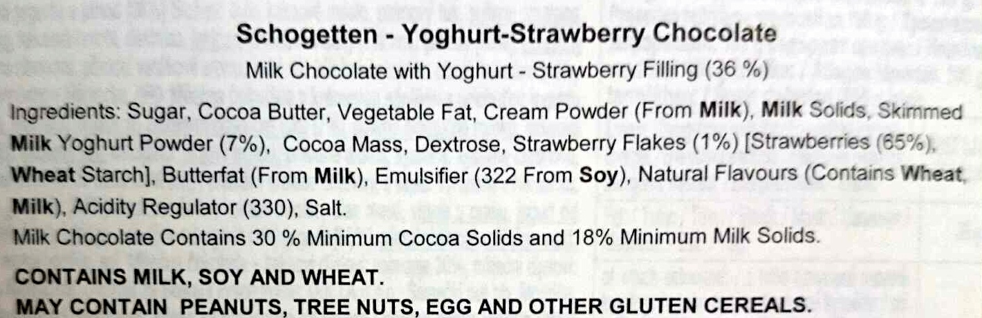 Yoghurt Strawberry Chocolate - Ingredients - en