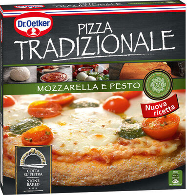 Mozzarella pizza con queso mozzarella tomate cherry y pesto - Product - sv