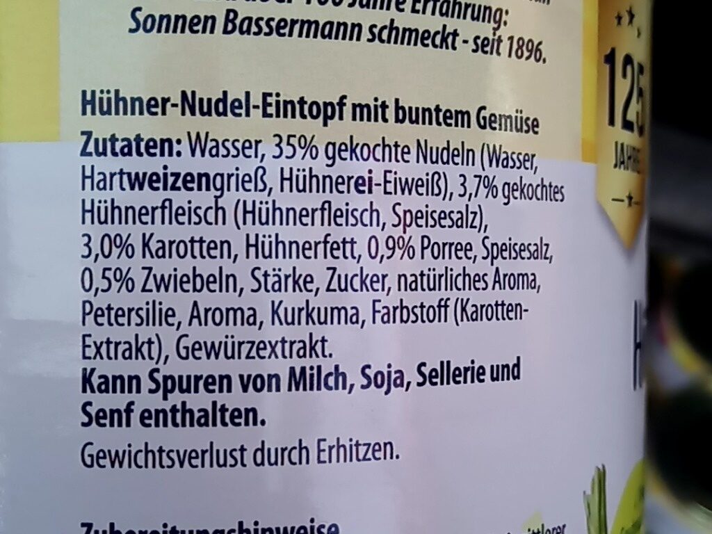 Hühner-Nudel-Eintopf - Ingredients - de