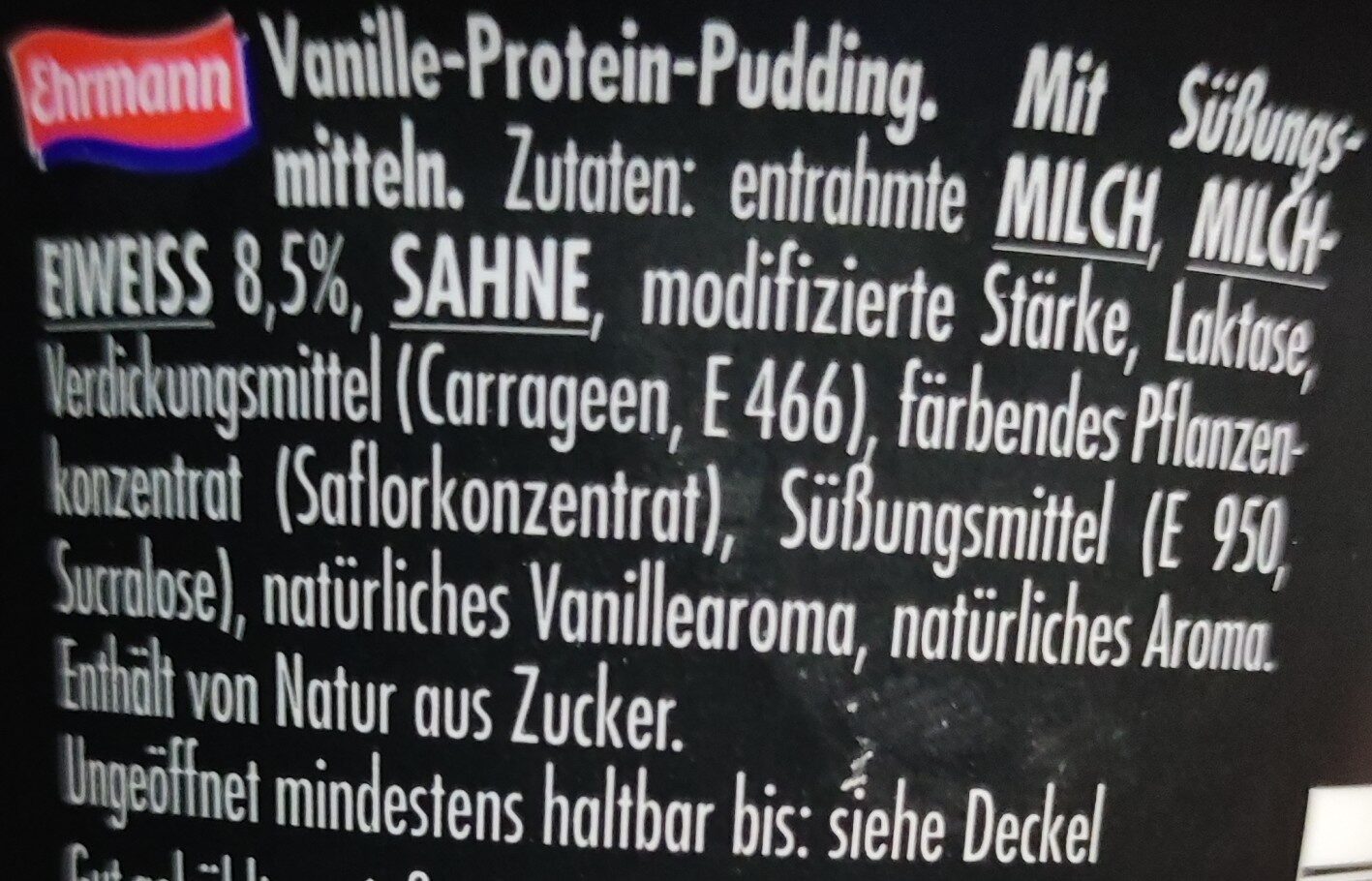 High Protein-Pudding - Vanilla - Ingredients - de