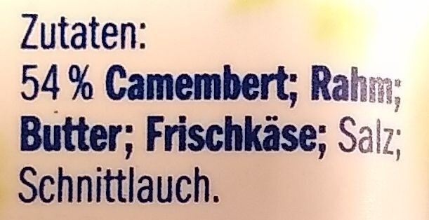 die Camenbert Creme - Schnittlauch - Ingredients - de