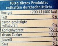 Zucker - Nutrition facts - de