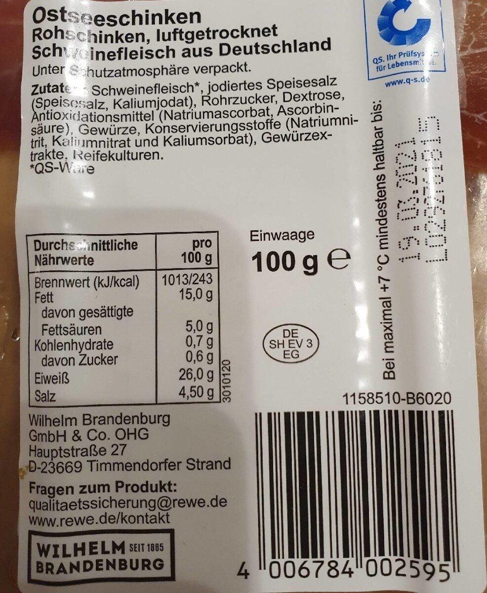 Ostseeschinken - Nutrition facts - de