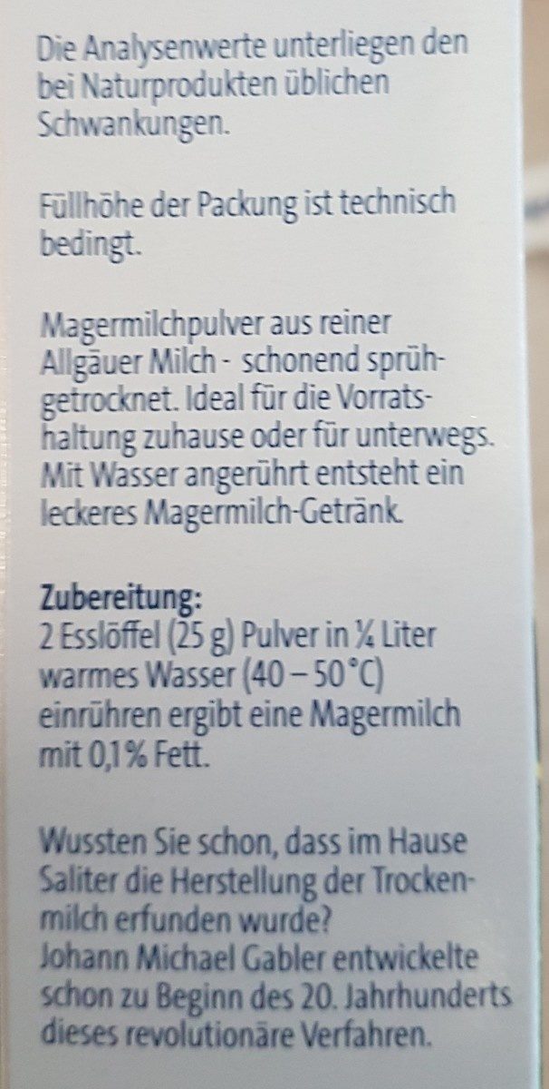 Magermilch-pulver - Ingredients - fr