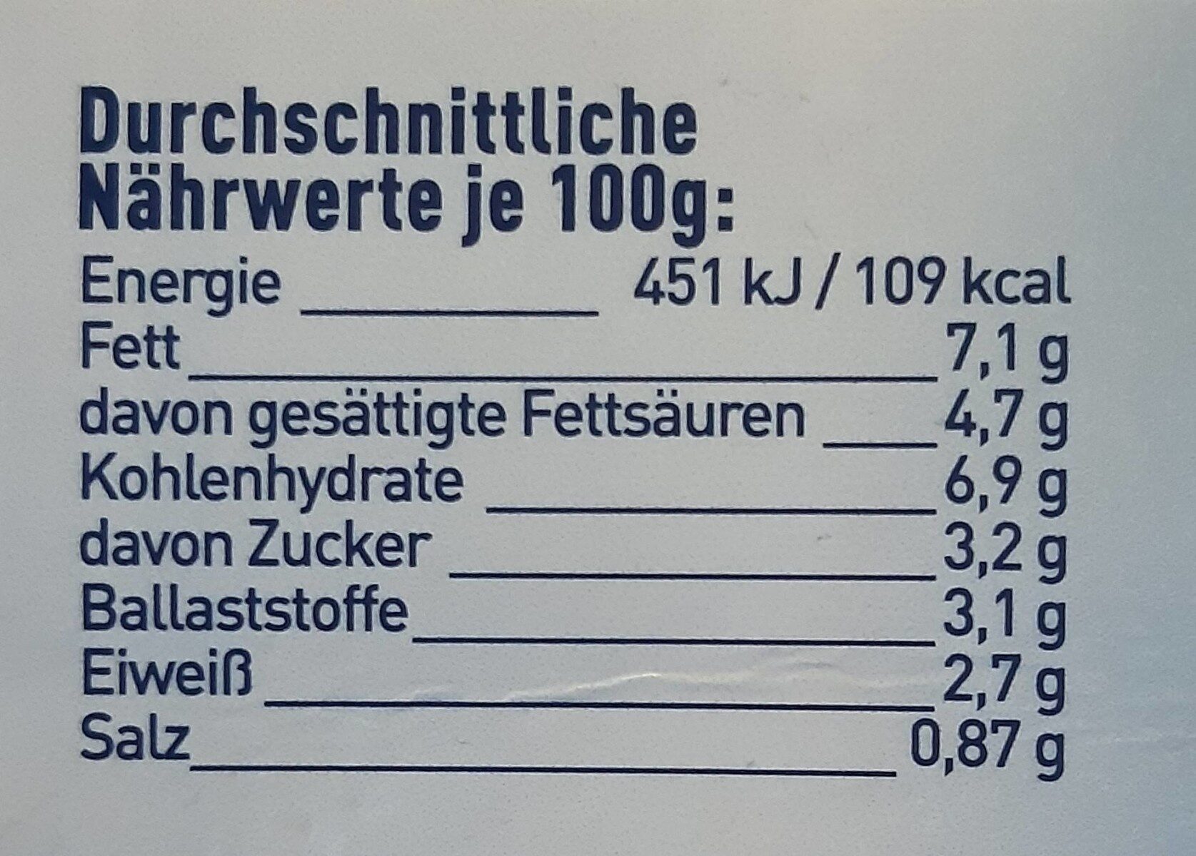 Buttergemüse - Nutrition facts - de