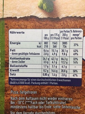 Steinofen Pizza Champignon - Nutrition facts - de