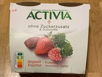 Activia ohne Zuckerzusatz Erdbeere, Dattel Himbeeren - Product - de