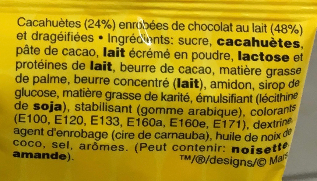 M&M's Peanut (x3 pack) - Ingredients