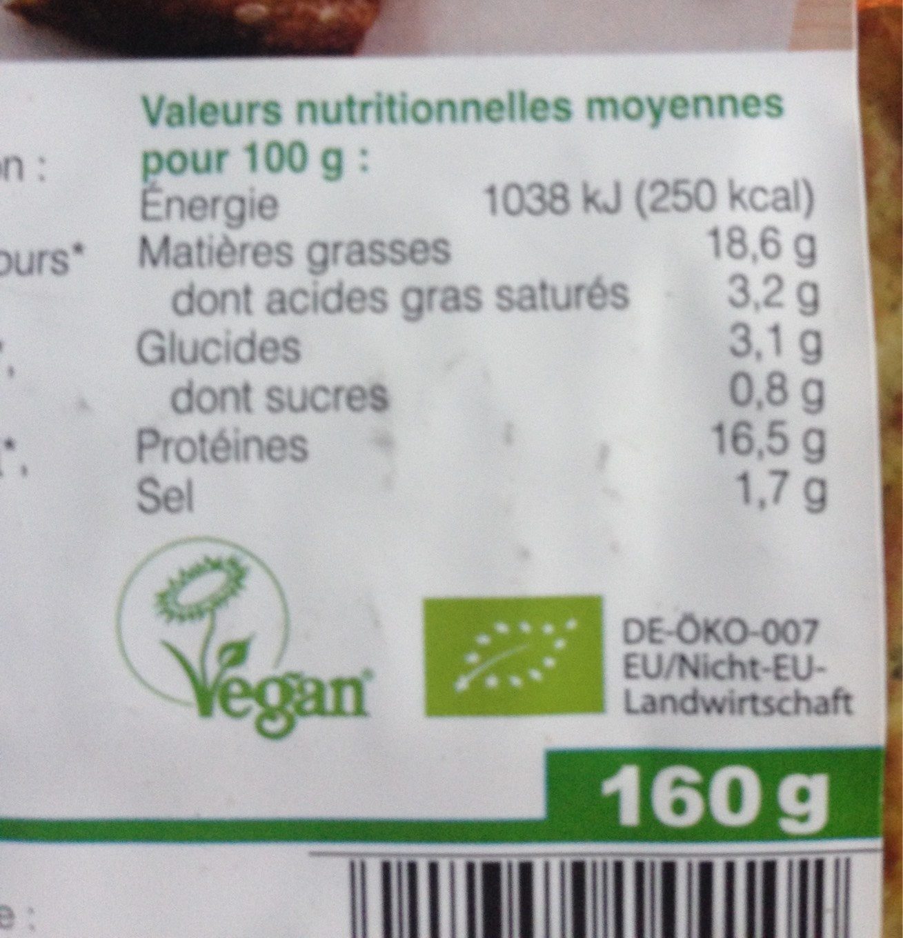 Tofu à l'Ail des Ours - Nutrition facts - fr