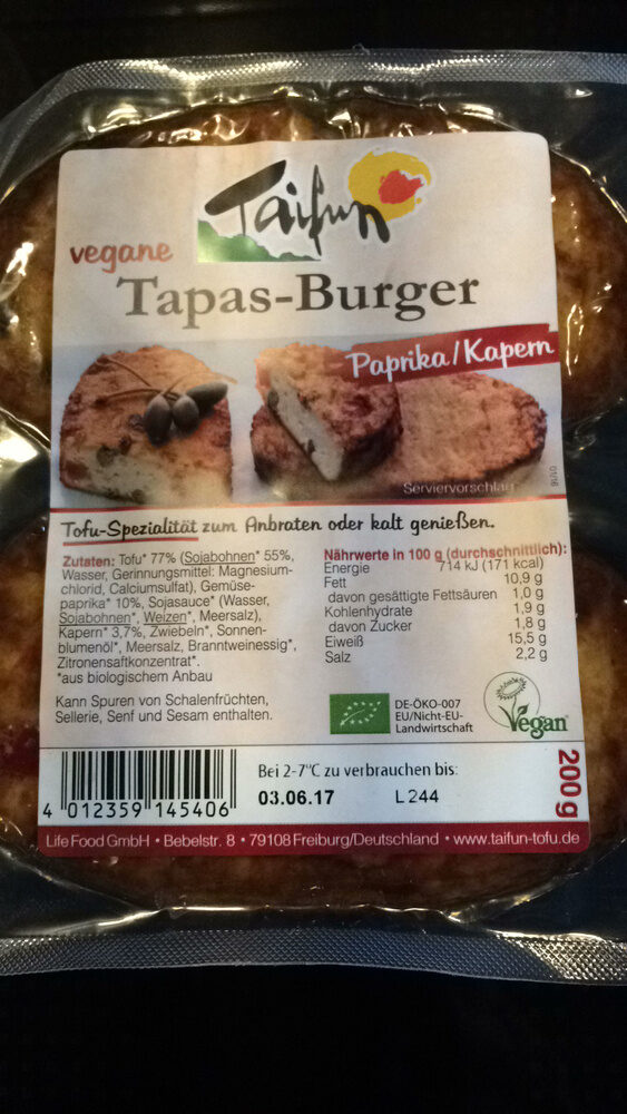 Tapas-Burger poivrons/Câpres - Ingredients - fr