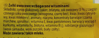 Żelki owocowe wzbogacone witaminami - Ingredients - pl