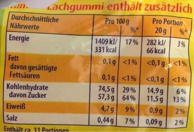 Lachgummi Softies sauer - Nutrition facts - de