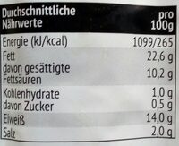 Thüringer Rostbratwurst - Nutrition facts - de