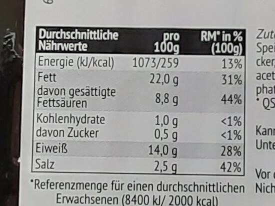Original Thüringer Rostbratwurst - Nutrition facts - de
