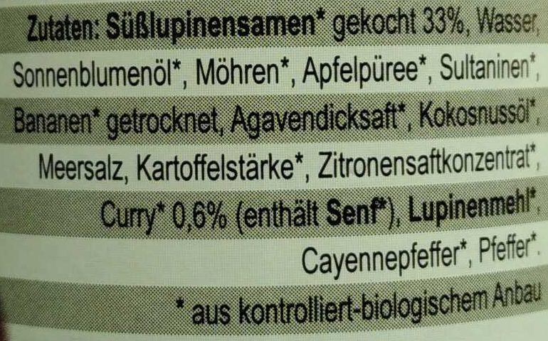 Lupi Love Curry - Ingredients - de