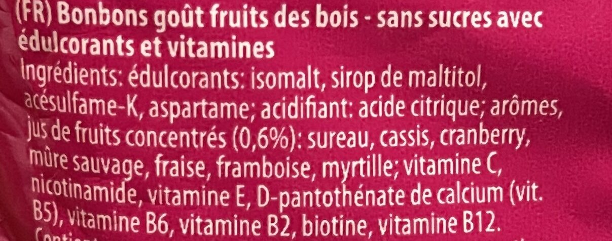 Waldfrucht Multivitamin bonbons - Ingredients - fr