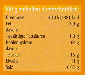 Swiss Porridge Nuss-Frucht - Nutrition facts - de