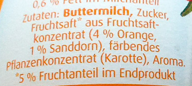 Frucht Butter Milch Orange Sanddorn - Ingredients - de