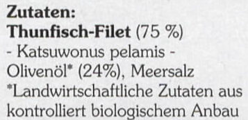 Thunfisch-Filet Echter Bonito in Bio-Olivenöl - Ingredients - de