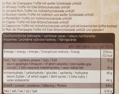 Tiamo feinste Trüffel - Nutrition facts