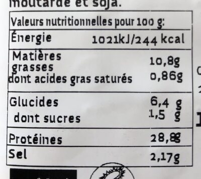 Vege’tranches a l’ail - Nutrition facts - fr