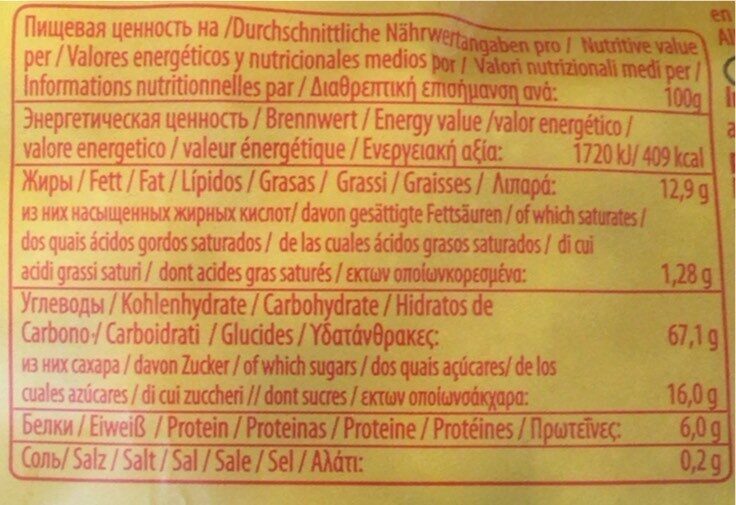 Палочки кукурузные сладкие - Nutrition facts - de
