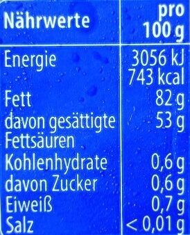 Butter - Feine Süßrahmbutter - Nutrition facts - de